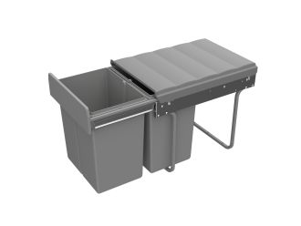 Hettich Duo II - 400 Built-in Bins, 40L Grey