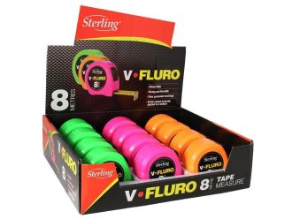 8m x 25mm V-Force Fluro Measuring Tape