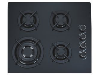 Domain 60cm Black Gas Cooktop Cast Iron Trivet Supports + Wok Burner