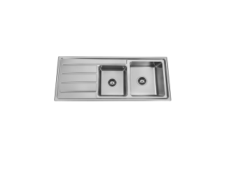 Zeus Cronos 1.75 Bowl Kitchen Sink 1160X500mm RHB Stainless Steel