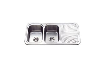 Zeus Cronos Double Bowl Sink & Drainer 1180 x 480 x 170mm