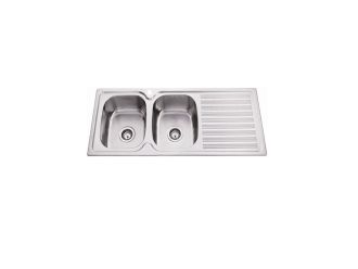 Zeus Cronos Square Line Double Bowl Sink 1180X480 Stainless Steel