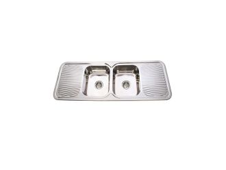 Zeus Cronos Double Bowl Sink With Double Drainer 1TH Stainless Steel
