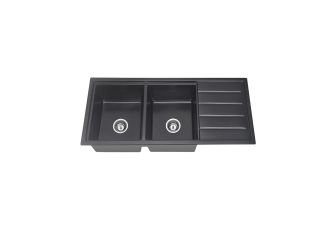 Zeus Prometheus Under/Overmount Double Bowl Granite Sink 1160 x 490 x 230mm