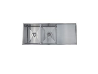 Zeus Helios Under/Overmount Double Bowl Sink with Drainer W1140mm