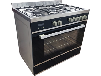 Domain 90cm 9 Function Black Glass Fascia Freestanding Oven