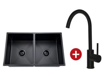 Deluxe Black Mixer and Black Sink Set