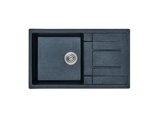 Domain Single Bowl Black Granite Stone Topmount Kitchen Sink with Drainer 860mm