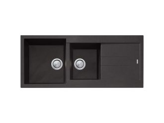 Oliveri Santorini Black 1 & 3/4 Bowl Topmount Sink With Drainer W1400mm