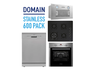 Domain 600 Black Gas Pack w/Um Rangehood plus Dishwasher*