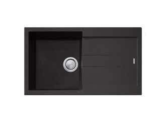 Oliveri ST-BL1520 Santorini Black Single Bowl Topmount Sink With Drainer