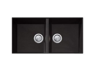 Oliveri ST-BL1563U Santorini Black Double Bowl Undermount Sink