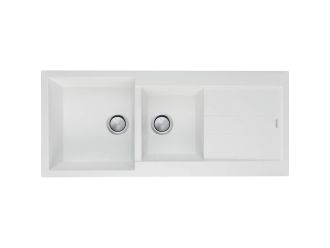 Oliveri Santorini White 1 & 3/4 Bowl Topmount Sink With Drainer W1400mm