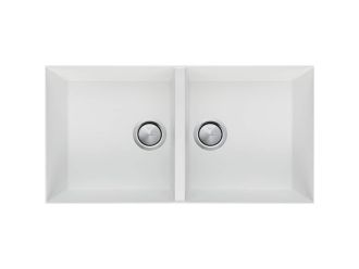 Oliveri ST-WH1563U Santorini White Double Bowl Undermount Sink