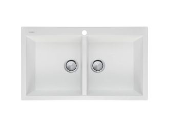 Oliveri ST-WH1564 Santorini White Double Bowl Topmount Sink