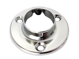 25mm Diameter Round Rail End Flange - Chrome