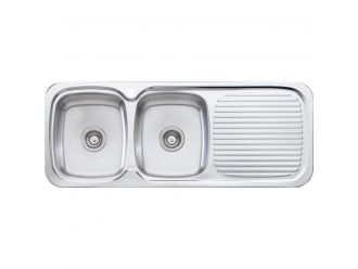Oliveri LakeLand Double Bowl Topmount Sink with Drainer