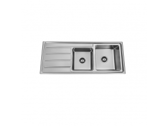 Zeus Cronos 1.75 Bowl Kitchen Sink 1160X500mm RHB Stainless Steel
