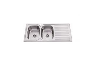 Zeus Cronos Square Line Double Bowl Sink 1180X480 Stainless Steel