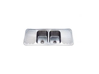 Zeus Cronos Double Bowl Sink With Double Drainer 1TH Stainless Steel