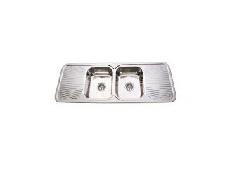 Zeus Cronos Double Bowl Sink With Double Drainer 1TH Stainless Steel