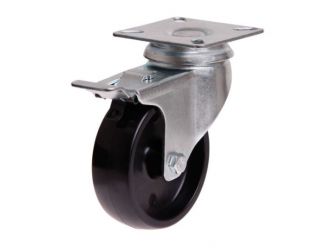 Castor Wheel, Nylon,Swivel utilitiy plate, Ø75mm , w/brake