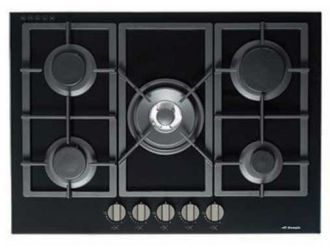 Domain 70cm Premium Black Gas-On-Glass Cooktop with Flat Trivet Supports