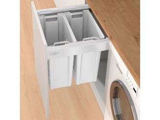 Hettich InnoTech Atira Pull Out Laundry Basket 600mm 80L (40 + 40) + Drawer Set>
