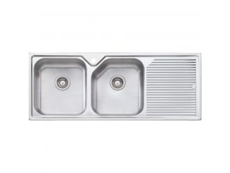 Oliveri Nu-Petite Double Bowl Topmount Sink with Drainer